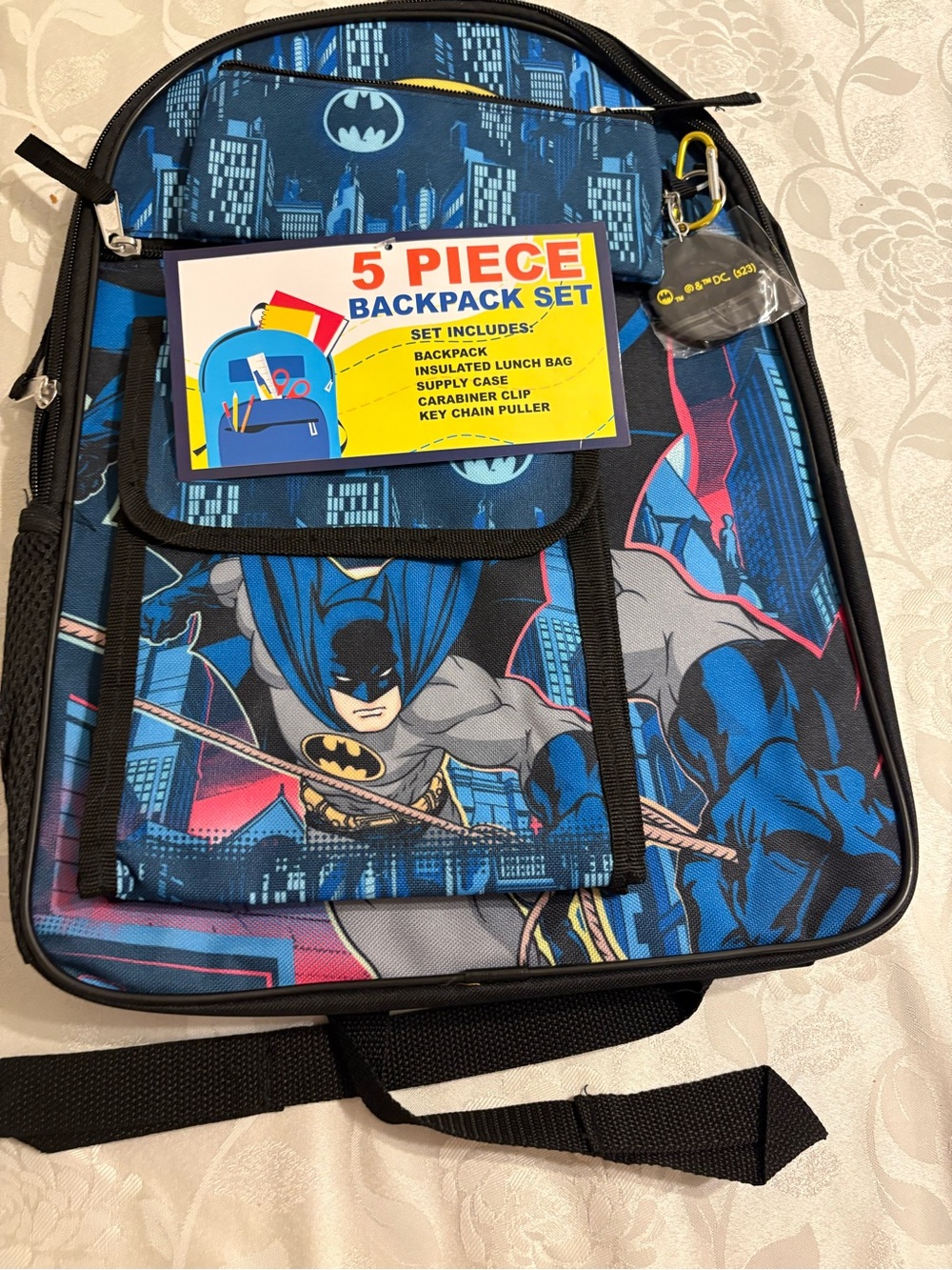 Bioworld Blue Batman Kids Backpack Set 16”x 12”x3